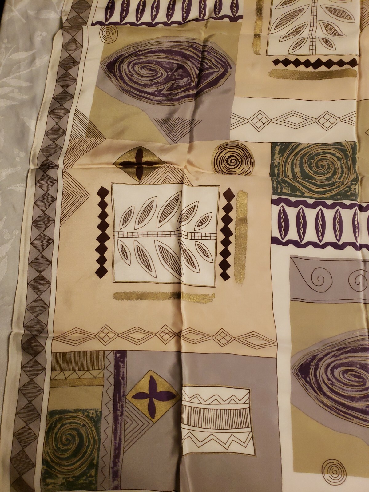 Echo Neutral Geometric Silk Scarf - image 4