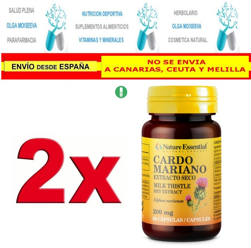 Cardo mariano 200 mg (Extracto seco) 50 cápsulas de Nature Essential LOTE X 2