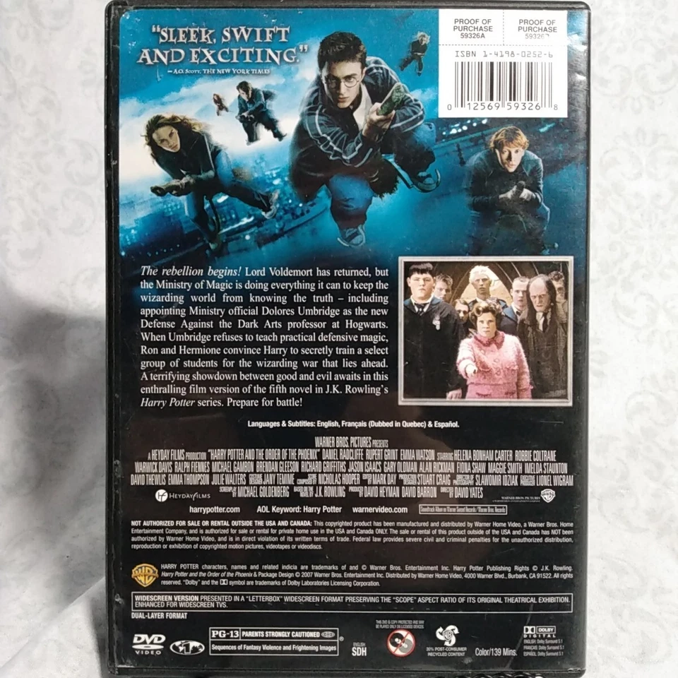 Harry Potter and the Order of the Phoenix (Widescreen DVD SWB Combined Shipping - Image 2 of 2