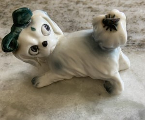 1920-1930 MALTESE, LHASA APSO OR SHIH TZU DOG WITH FLY ON TAIL SIGNED GERMANY