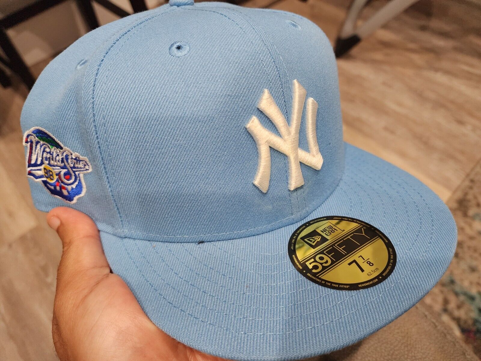 7 7/8 - New York NY Yankees 98 WS Sky Blue Crown Grey UV New Era