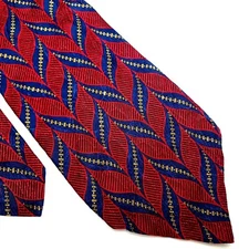 Ferrell Reed Silk Tie Red Print Geometric Classic