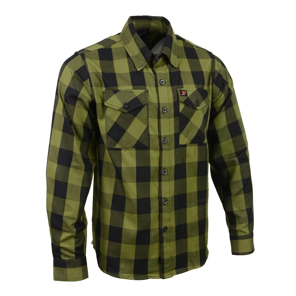 Milwaukee Leather 11668 Men's Black and Green Long Sleeve Cotton Flannel Shirt
