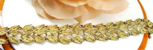 Pulsera antigua de 7,75"" enchapada en oro plata esterlina 925 de 3/4"" filigrana detallada - Imagen 10 de 10