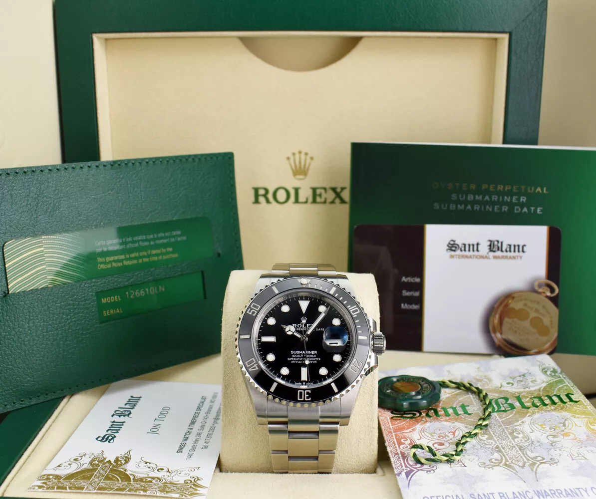 NEW AUG 2023 Rolex Submariner 41 Date Steel GREEN KERMIT Watch 126610