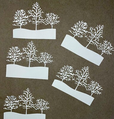 5 TREES cardstock paper die cut embellishments scrapbook / card making ...