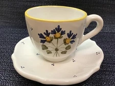 WILLIAMS SONOMA WSO10 MARI FIRENZE CUP & SAUCER floral NEVER USED NEW EXCELLENT!