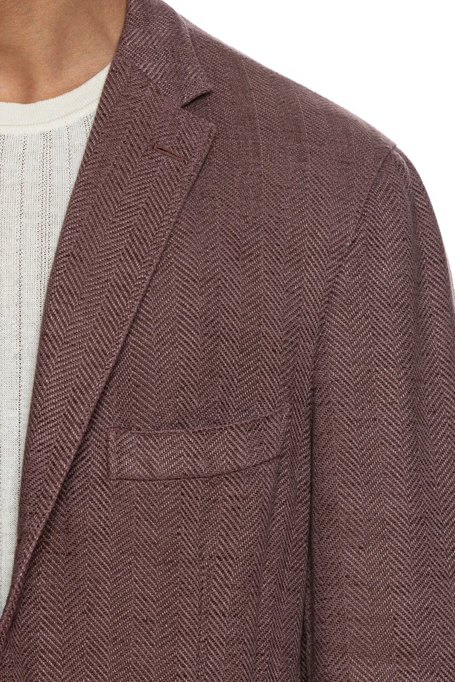 Chaqueta de espiga de algodón de lino lavado con vino BELVEST 1780 $ 46 EE. UU. / 56 UE 7R Foto 4 de 4