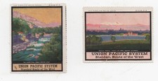 Two Graphic1915 Advertising Stickers for the Union Pacific Railroad