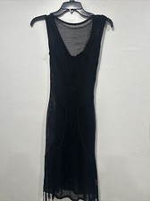 Guess Womens Dress Size XS Black Fringed Hem Sleeveless