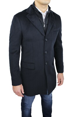 Cappotto uomo sartoriale nero casual elegante Giacca soprabito con