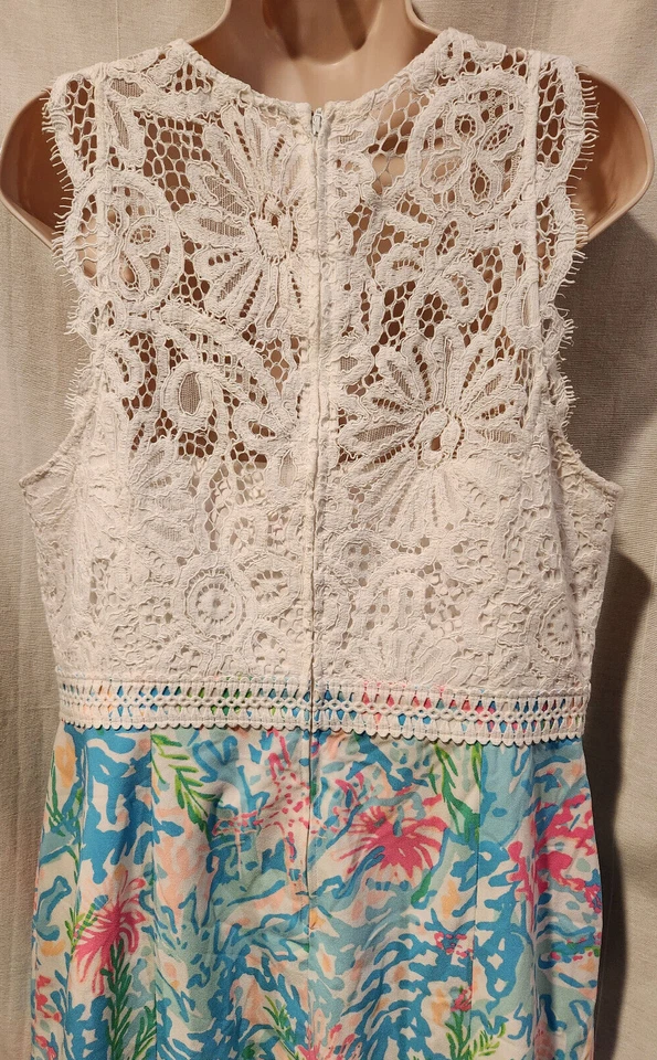 NWOT LILLY  PULITZE SHARICE STRETCH SHIFT DRESS LACE CORAL SIZE 14 - Image 3 of 4