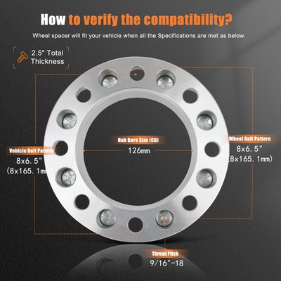Autodayplus 4pc 3" Wheel Spacers - 8x6.5 Bolt Pattern, 9/16" Studs For Ford F-250/F-350 & Dodge Ram 2500/3500