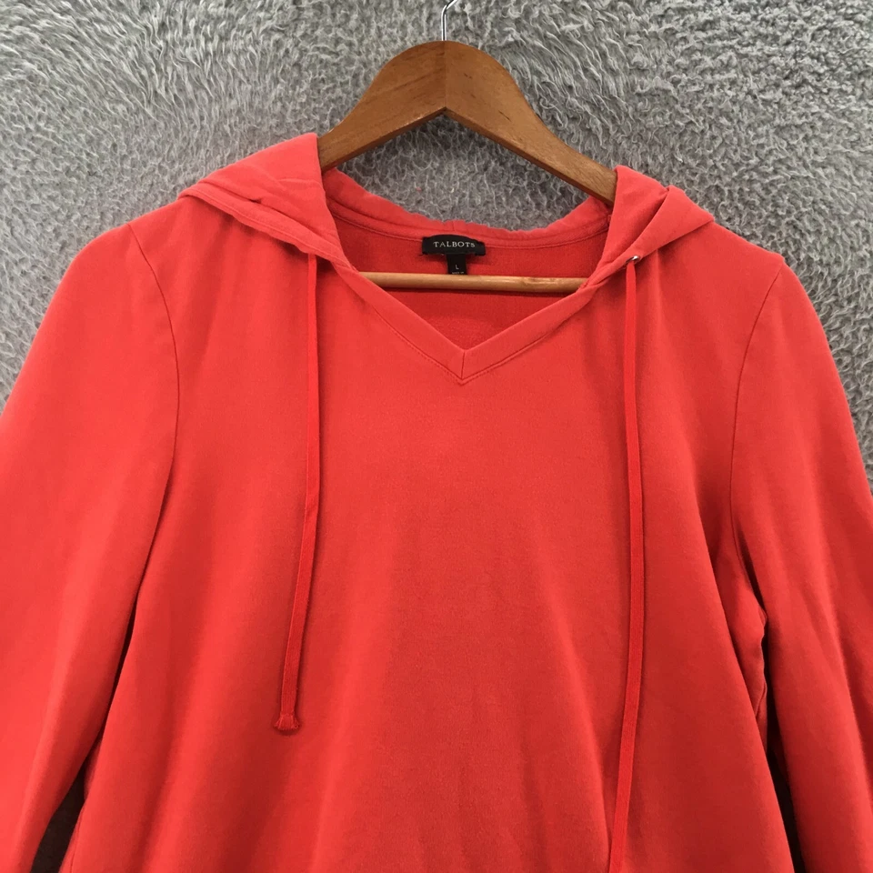 Sudadera con Capucha Talbots Para Mujer L Roja Mezcla de Algodón Manga Larga Pullover con Capucha Foto 2 de 4