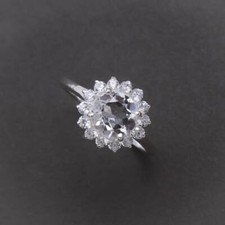 925 Sterling Silver Natural White Topaz Gemstone Solitaire Engagement Ring