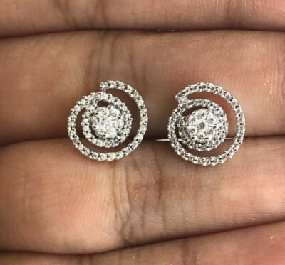  DEAL! 14K Gold 0.40 Natural Diamond Spiral Stud Earrings For Womens & Girls