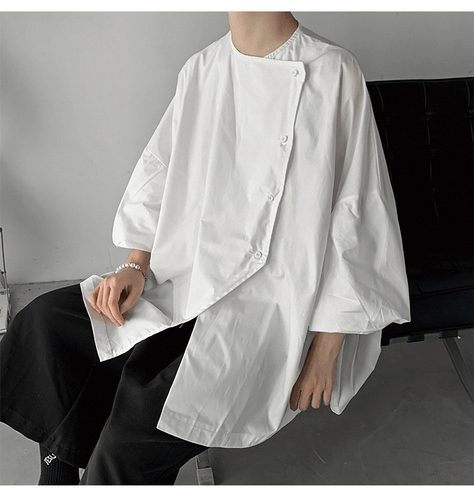 Camisa Yamamoto Japonesa Manga Corta Para Hombre Irregular Manga Corta Talla Grande Nueva - Imagen 16 de 22