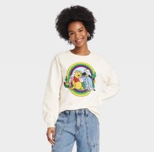 Women's Disney Winnie the Pooh Chenille Patch Graphic Sweatshirt - Ivory XS