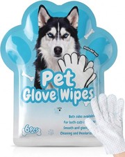 Pet Glove Wipes, Dual Sides Deodorizing Hypoallergenic No-Rinse Grooming Mitts