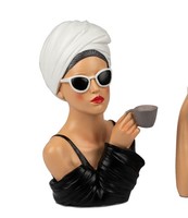 Deko BüSte Dame Mit WeißEm Tuch Und Sonnenbrille H. 28Cm Kunststein Formano
