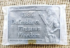Vintage 1985 National Rifle Association Defender Of Firearm Freedom Belt Buckle