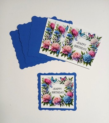 Happy Birthday w/ floral border   Set of 4 images and mats card making and more