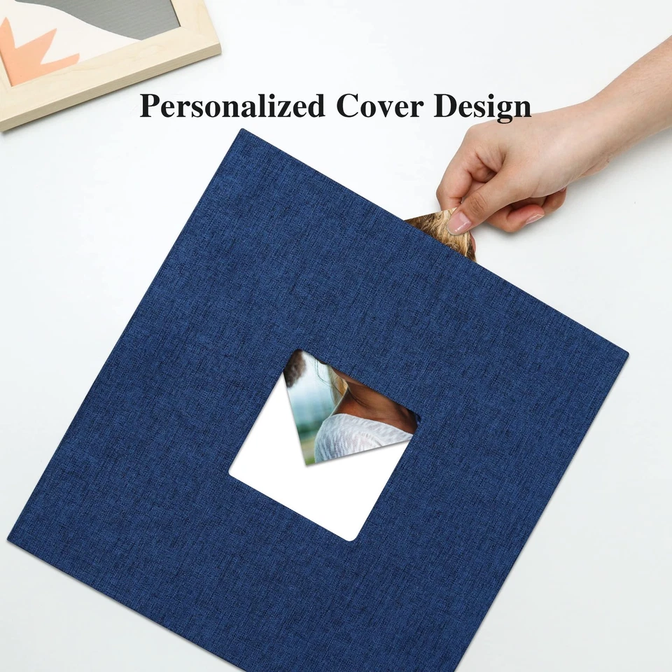 Álbum de fotos grande autoadhesivo para fotos 4x6 8x10 álbum de recortes de lino D... Foto 2 de 4