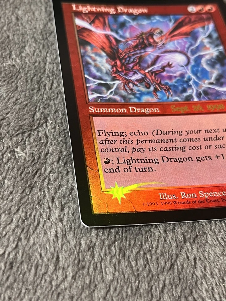 Lightning Dragon Urza’s Saga 1st FOIL Pre-Release Promo Magic MTG LP - Image 2 of 4