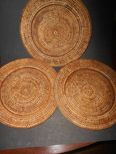 3 Wicker Rattan Charger Plates 12-1/2"