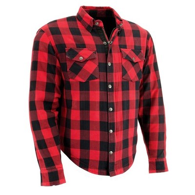 Milwaukee Leather MPM1631 Men's Plaid Flannel Biker Shirt with CE Approved Armor