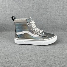 Vans Sk8-Hi Top Sneakers Little Girls Youth 2 Silver Metallic Mermaid Lace Up