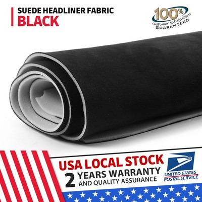 New Headliner Fabric Foam Backed Roof Lining Suede Dark Black 80''Wx60''L