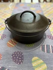 Vtg Lodge #7 Cast Iron Dutch Oven Basting Lid Wire Handle USA Rare Flat Bottom