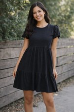 Lulus Black Ruffle Sleeve Babydoll Dress small