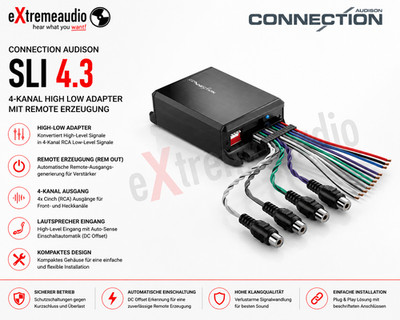 Audison Connection SLI 4.3 4-Kanal High Low Adapter Vorverstärker Signalwandler