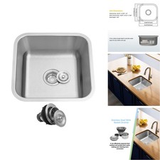 MONSINTA 16in Undermount Bar Sink T-304S Stainless Steel RV Kitchen w/ Drain