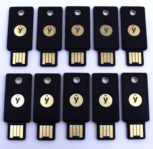 Lot of 10 Yubico YubiKey ‎5 NFC Security Key - Factory Reset