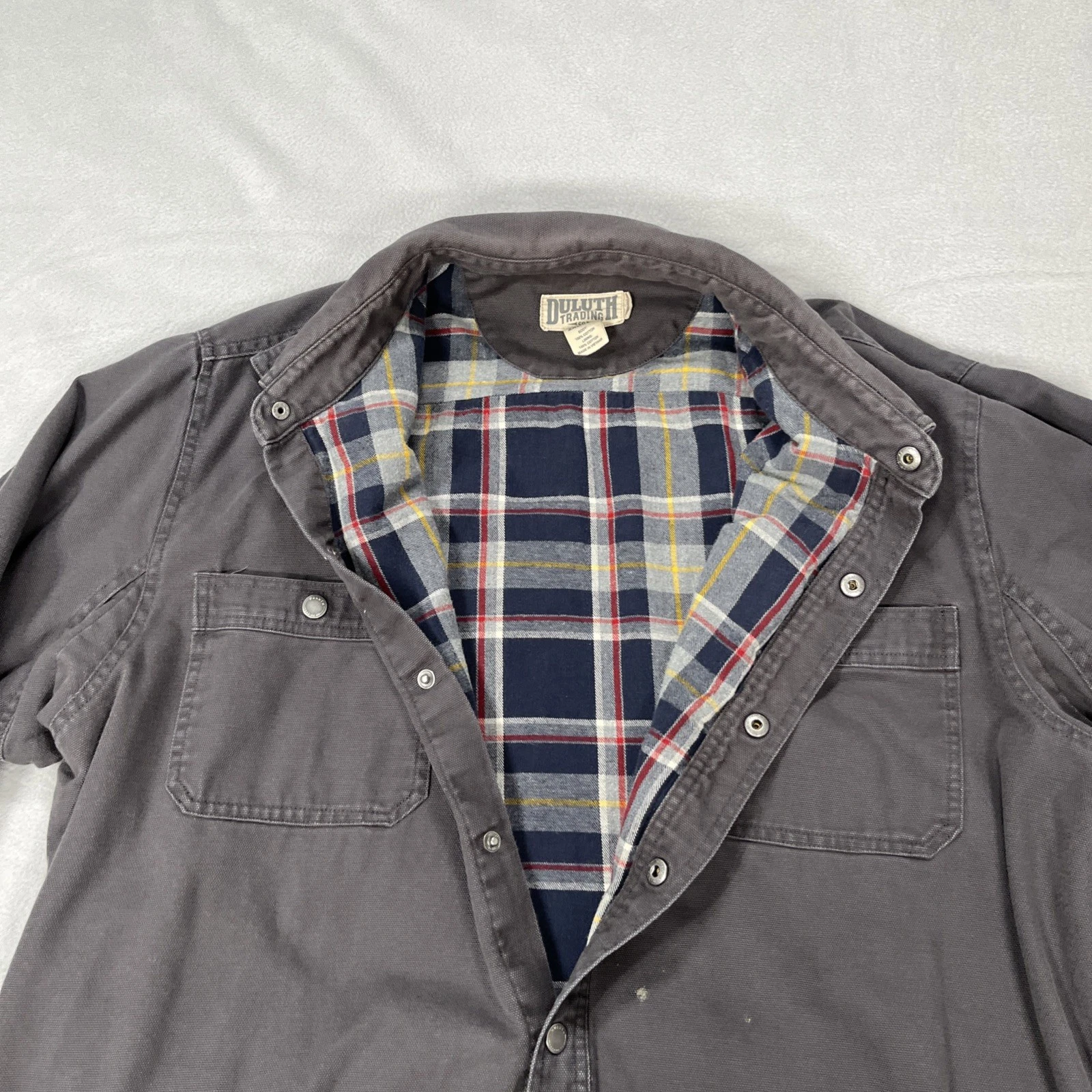 Duluth Trading Co. Jacket Mens 2XL Tall Gray Fire Hose Flannel Lined Pockets image 5