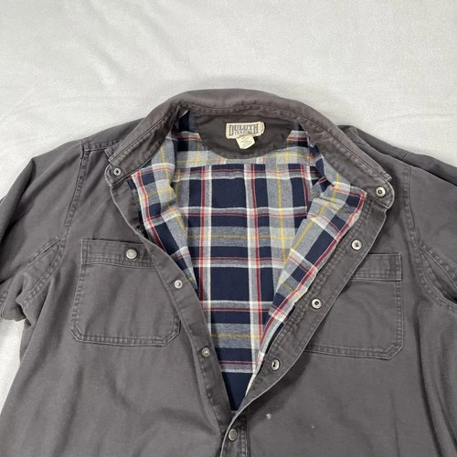 Duluth Trading Co. Jacket Mens 2XL Tall Gray Fire Hose Flannel Lined Pockets image 5