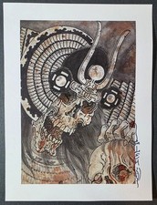 Original Tim Lehi Traditional Tattoo Flash Sheet Hand Signed, Stamped, Samurai