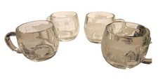Vintage Nestle World Globe Mugs Glasses Cups Nescafe Frosted Set of 4 Unused!