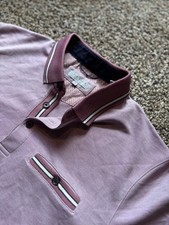 Ted Baker London Polo Shirt Men Sz S Pink White Geometric Short Sleeve EUC H12