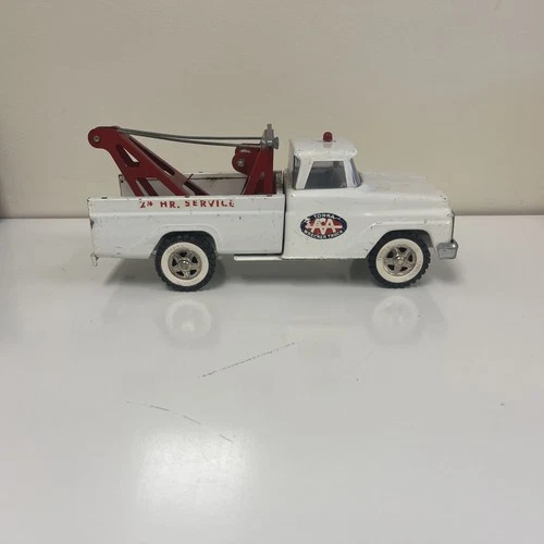 Vintage Pressed Steel 1960's Tonka AA Wrecker 24 HR SERVICE Tow Truck Toy 14”