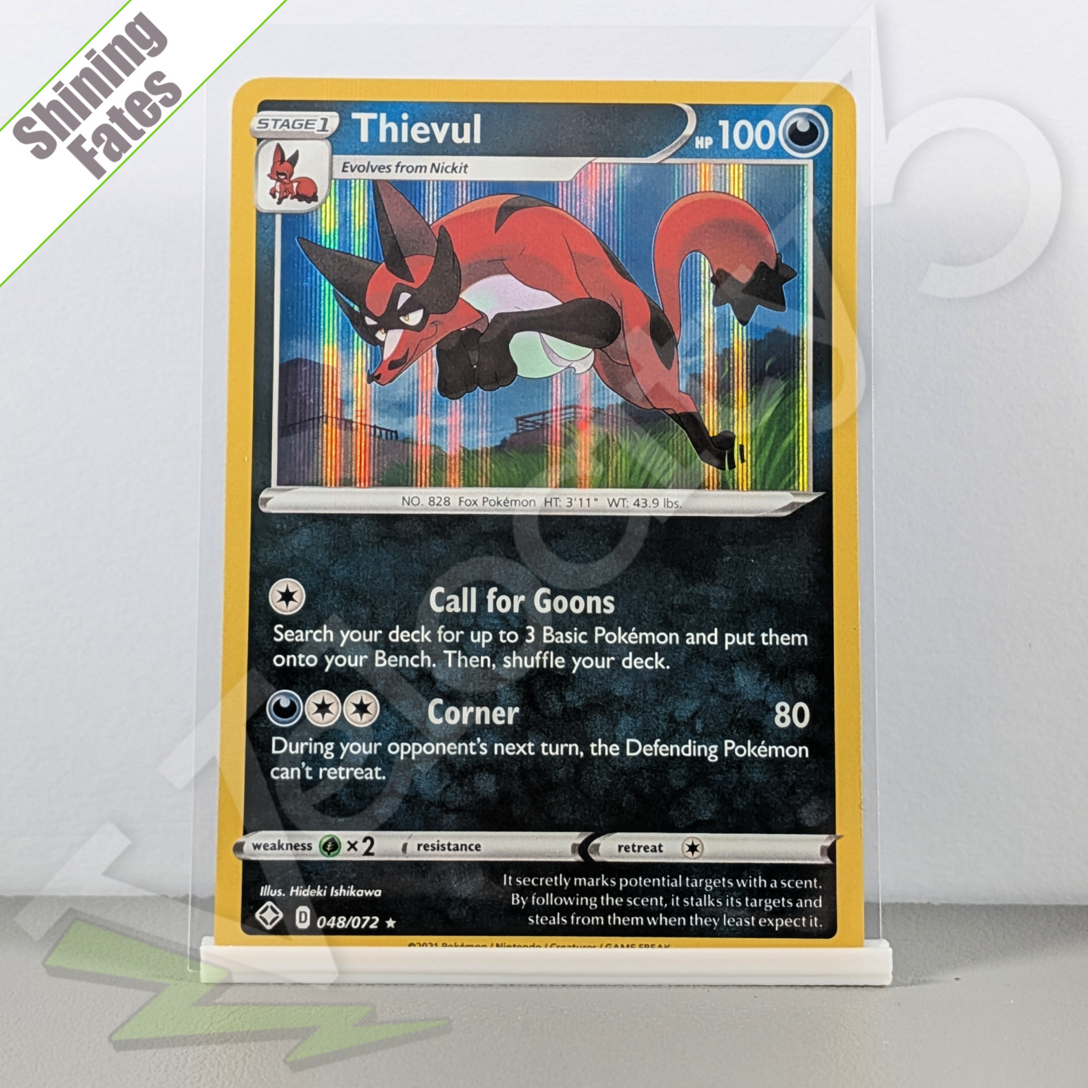 Pokemon TCG Card - Thievul 48/72 Holo Rare | Shining Fates (2021) LP*
