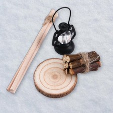 Craft Dollhouses Campfire Set With LED Lamp Firewood Stove For Winter Landscapes