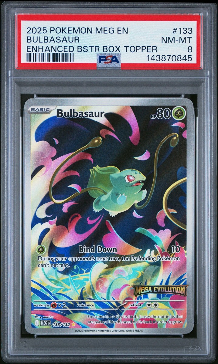 2025 PSA 8 Graded Pokemon Bulbasaur 133/132 Enhanced Topper | eBay