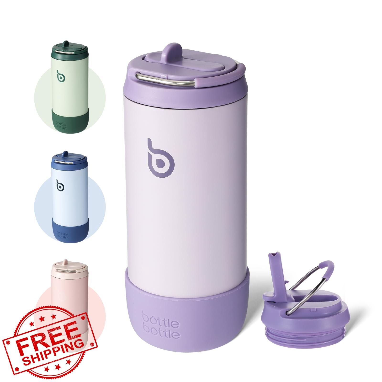 Bottle 12oz Purple Kids Insulated Water Bottle - Straw Cup