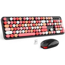 MOFII Wireless Keyboard and Mouse Combo, Black Colorful 2.4GHz Full Size Keyb...