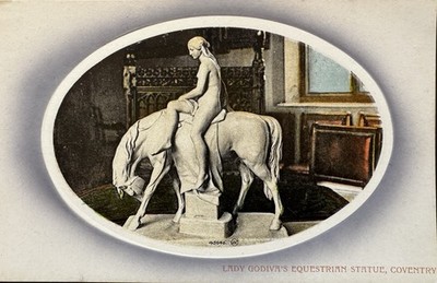 Coventry Lady Godivas Reiterstatue Broadgate Vintage Postkarte (oval)