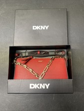 RED DKNY BRYANT DEMI PP CHAIN CROSSBODY/SHOULDER BAG BLACK LOGO 158 Retail
